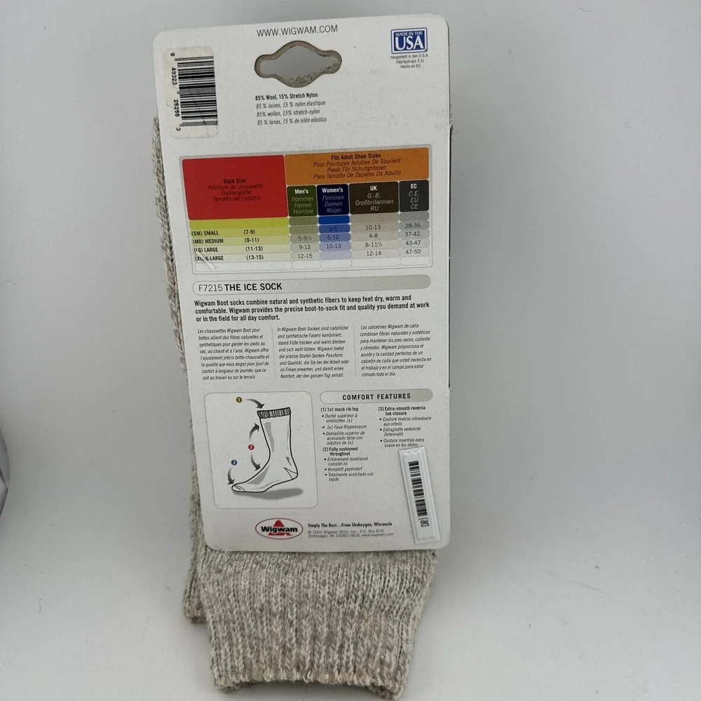Wigwam Tan The Ice Sock Thermal Boot Socks MD Vintage